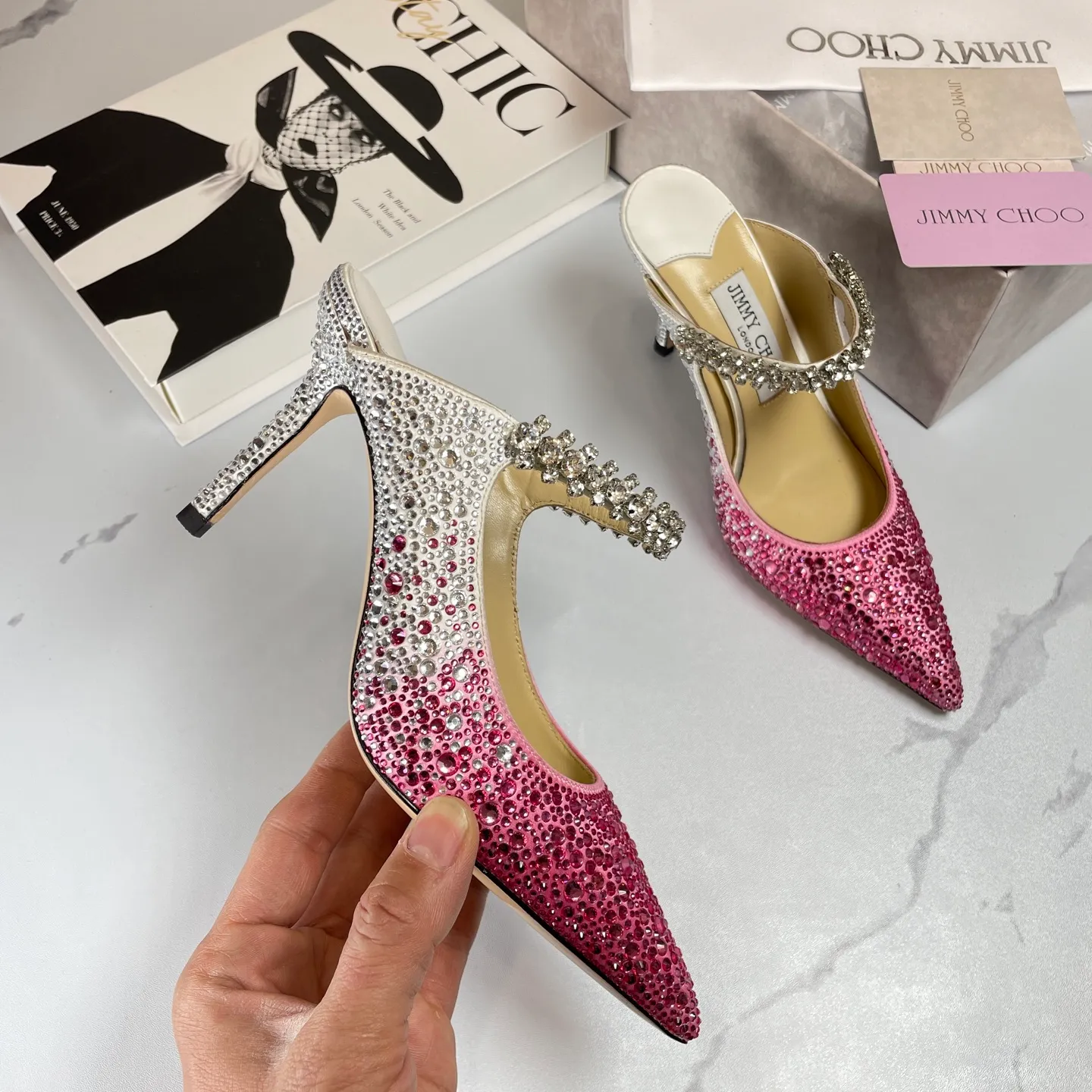 👟👟Ex-factory price 680👟👟 Jimmy Choo BING 65 diamond high heels 35-40 (41 42 43 customized)